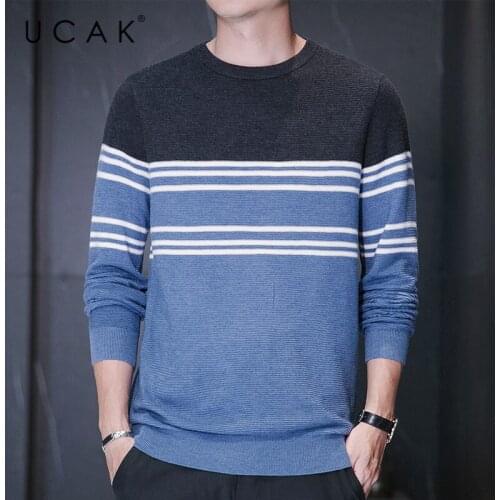 UCAK Brand Mens Striped O-Neck Knitting Sweater Clothing Autumn New Tops Streetwear Casual Long Sleeve Pullover Homme U1012