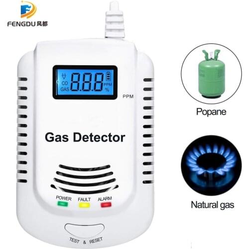 GAS DETECTOR Voice Warning Kitchen Alarm Kit Independent EU Plug in Combustible Natural LCD Display GAS LEAK SENSOR Alarm