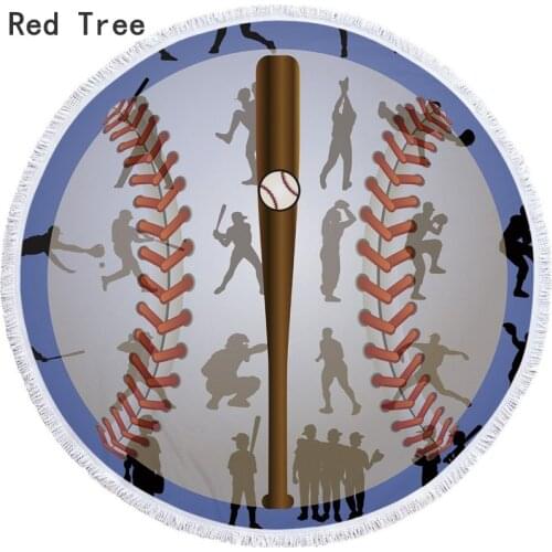 Physical Exercise Baseball Game Pattern Beach Towel Microfiber Water-absorption Bath Towels 150cm/59inch 3D Round Circle Cover