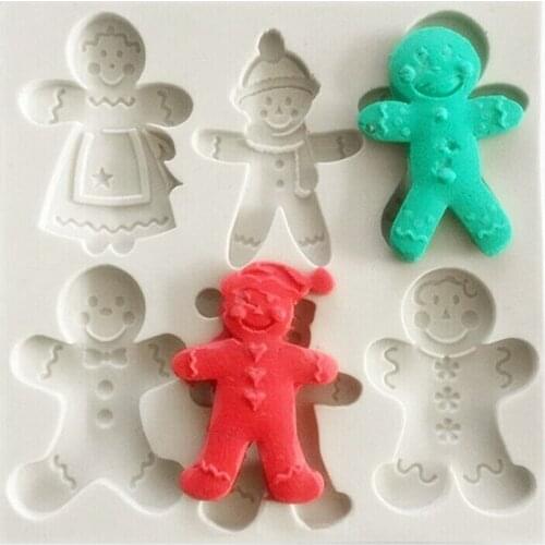 Gingerbread Man Mold Christmas Chocolate Fondant Biscuits Silicone Mould Candy Cake Decorating Gumpaste Tools Xmas Party Dessert