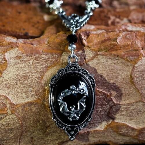 Gothic Open Ring Vampire Bat Vintage Witch Ring Pendant Victorian Pagan Jewelry for Bat Lover Adjustable Bat Cameo Rings A5P543