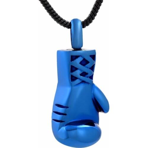 IJD8308 Boxing Glove Cremation Urn Necklace Ashes Keepsake Pendant for Human / Pet Holder Stainless Steel Memorial Jewelry