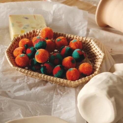 Ins designer with retro fruit shape hair ball DIY hand-made accessories cute earrings