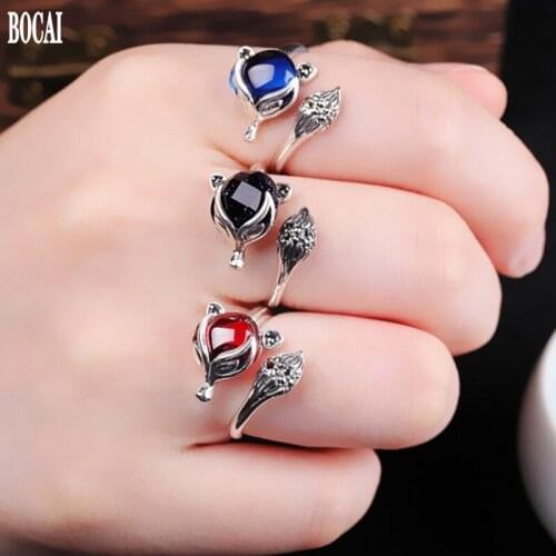 2020 new stylish and exquisite 100% real s925 sterling silver jewelry ladies adjustable fox ring woman rings silver