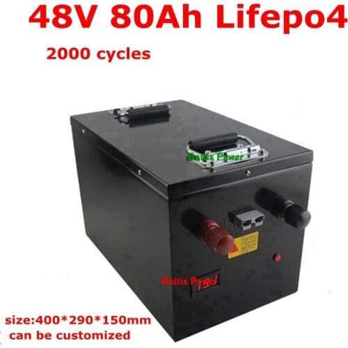 48V 80AH Lithium lifepo4 battery no 48V 100AH battery with BMS for 5000w RV EV scooter tricycle fishing boat + 10A Charger