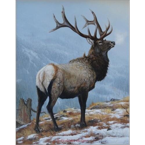 Embroidery Counted Cross Stitch Kits Needlework - Crafts 14 ct DMC Color DIY Arts Handmade Decor - Elk Painting