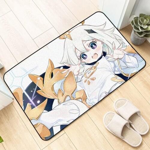 Game Genshin Impact Paimon Floor Mat Role Klee Pattern Carpet Decor Bedroom Anti-slip Rugs Doormat Kitchen Mats
