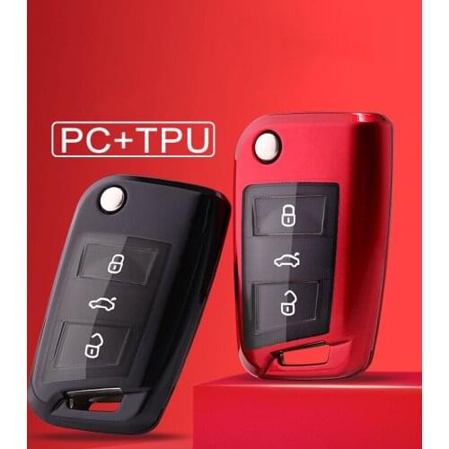 New soft PC+TPU Car Key Full Cover Case For VW Golf Bora Jetta POLO GOLF Passat Skoda Octavia A5 Fabia SEAT Ibiza Leon keychain