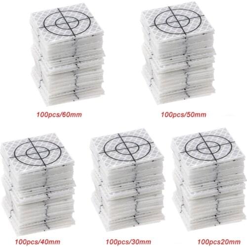 100 Pcs Reflector Sheet Reflective Tape Target Total Station 20/30/40/50/60mm