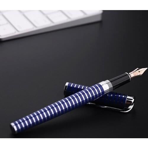 Picasso 82 NAPOLI 10K Gold Nib Fountain Pen Fine Nib 0.5mm Blue Stripes/Black with Original Gift Box for Writing Gift Collection