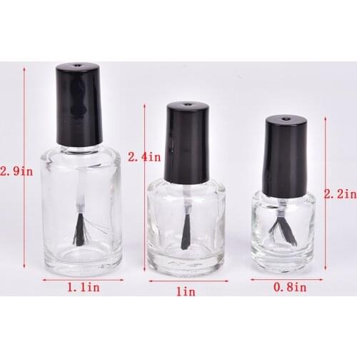 1pc 5ml/10ml/15ml Transparent Glass Nail Polish Bottle Empty Brush Cosmetic Containers Nail Glass Bottles With Brush