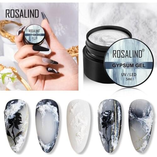 ROSALIND 5ML White Gypsum Gel Polish Create Unique Style UV/LED Lamp Three-dimensional 3D Embossed Plaster Glue Nail Art TSLM2