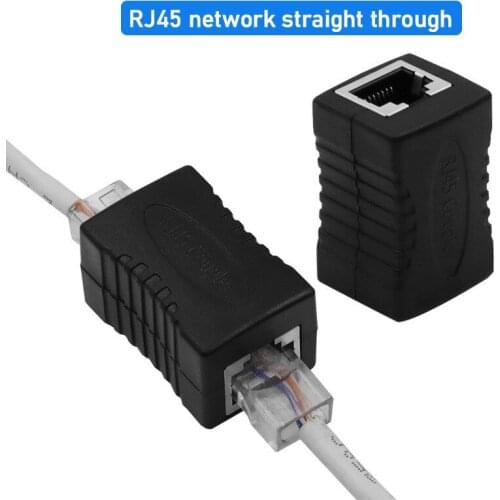 1 to 1 RJ45 Network Dual-Pass Mini Black Network Connector Portable Female To Female Ethernet LAN Connection Adapter Extender