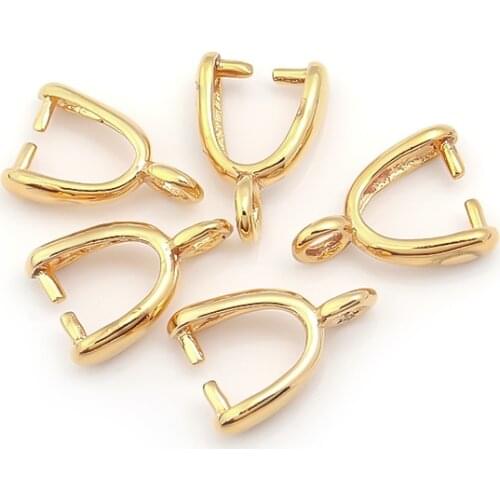 5pcs Copper Genuine Gold Plated 5x7.5/6.5x10/7.5x11mm Charm Melon Seed Buckle Pendant Clasp Clips For DIY Necklace Accessories