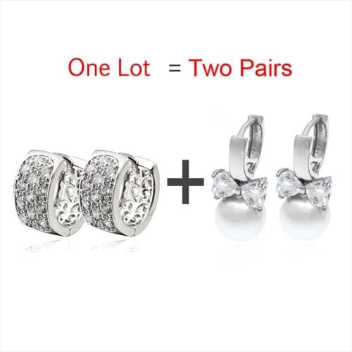 2Pairs/Lot Small Hoop Earrings Chic Genuine Freshwater Pearl Jewelry Accessories Women Oorbellen Boucles D'oreilles E0310 E2233