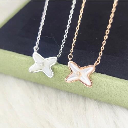 Brand Fashion Jewelry For Women Cross White Necklace Mother of Pearl Rose Gold Color Necklace Party Jewelry