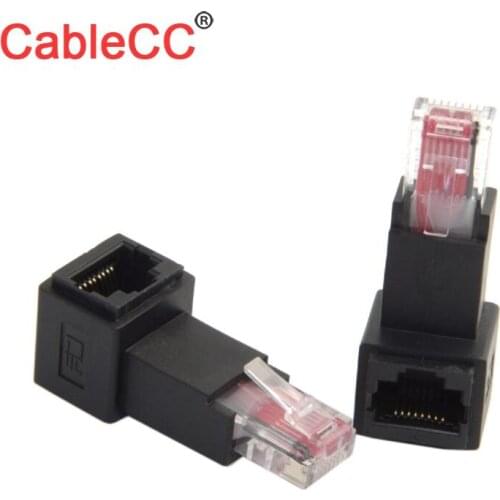 Zihan Down Angled 90 Degree 8P8C FTP STP UTP Cat 5e Male to Female Lan Ethernet Network Extension Adapter