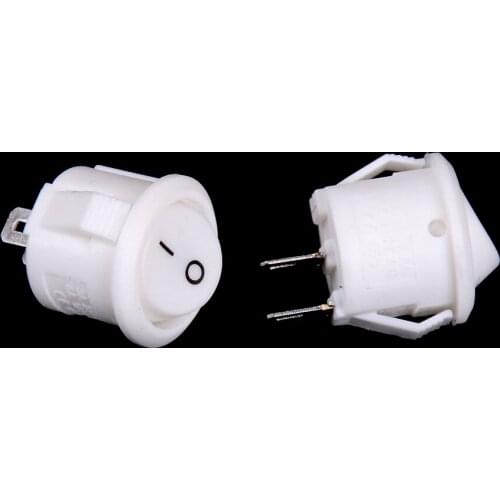 10Pcs White Small Round Boat Rocker Switches 16mm Diameter Mini Round 2 Pin ON-OFF Rocker Switch