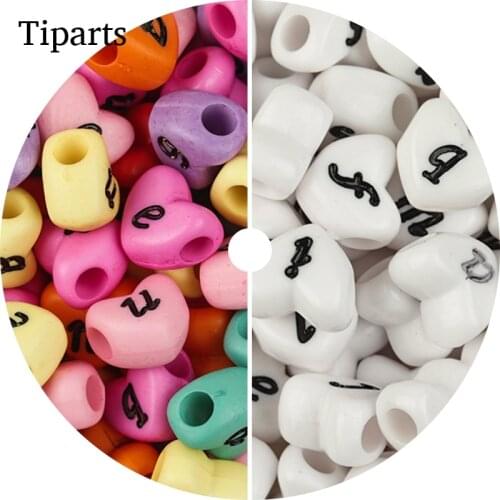 100pcs/Mixed Letter Acrylic Beads Round Flat Alphabet Heart Cube Loose Spacer Beads For Jewelry Making Handmade Diy Bracelet