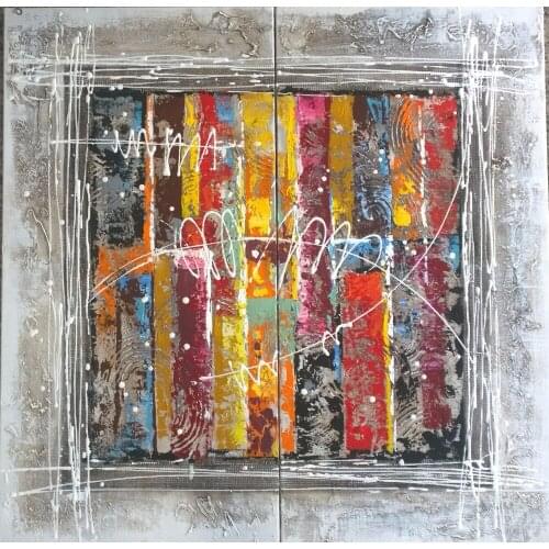 2 pcs Hand Painted Colorful Windows Canvas Painting Modern Abstract Oil Painting on Canvas Wall Art Home Decorations Living Room