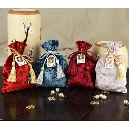 2020 Arrival Velvet Fabric Candy Bags Gift Cases Sugar Containers Wedding Birthday Party Candy Chocolate Bags Jewelly Packing