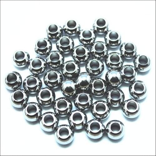 30pcs silver stainless steel metal accessories big hole european beads size 4mm 6mm 3.0mm hole diameter new hot items