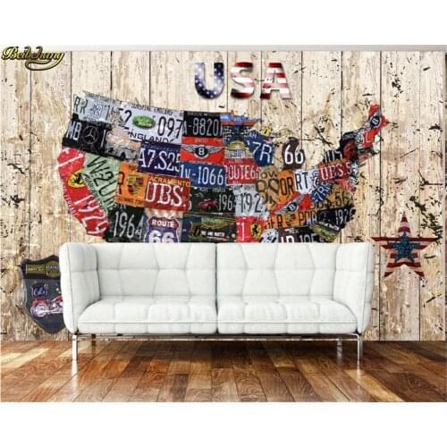 Beibehang Custom 3d wallpaper mural retro nostalgic american map tv background wall home decoration papel de parede wall paper