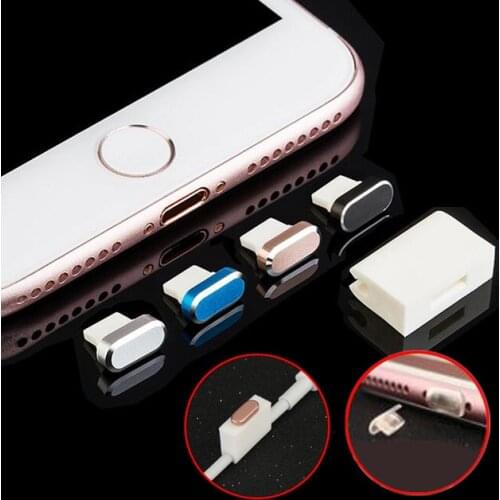 4 in 1 Home Button Sticker For iPhone 7 8 Metal Rear Phone Camera Cover Lens Protector+Charging Port Anti Dust Plug