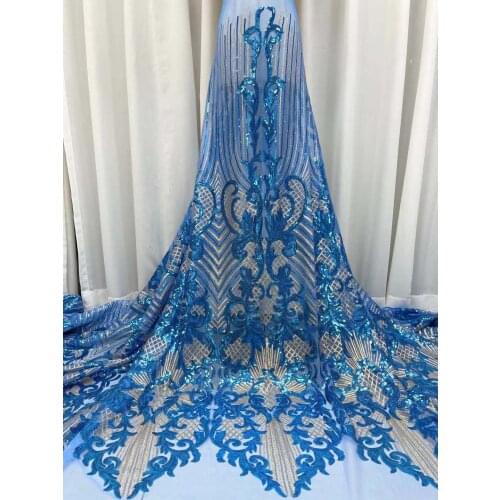 African Lace Fabric 2021 Embroidered Nigerian Mesh Laces Fabric High Quality French Tulle Lace Fabric With Sequins jy011