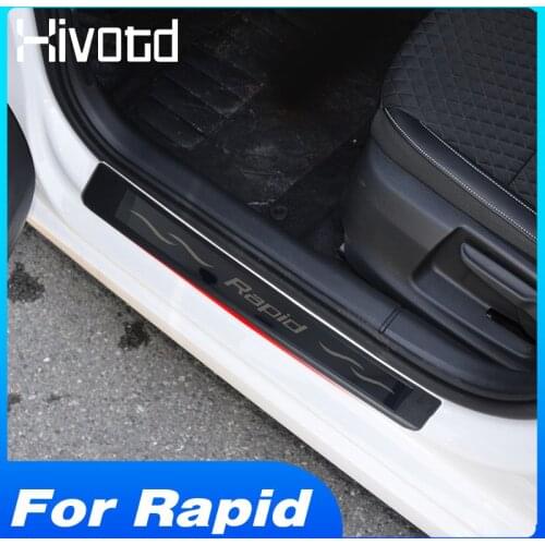 For Skoda Rapid Accessories 2020-2018 Door Sill Scuff Plate Cover Interior Modification Stainless Steel Pedal Trim Car Styling