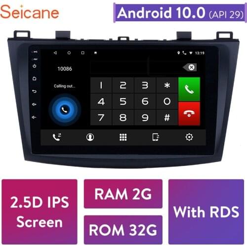 Seicane 9 inch 2GB RAM 32GB ROM 2din Android 10.0 Car Radio Bluetooth GPS Navigation Player for 2009 2010 2011 2012 MAZDA 3