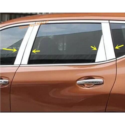 Car stainless steel glass window garnish pillar middle column strip trim 6pcs For Nissan X-trail xtrail T32/Rogue 2014 2015 2016