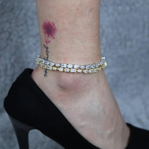 Sparkling CZ Crystal Charm Anklets For Women Girls gold silver color Link Chain Bohemia Beach Foot Anklet Jewelry drop ship