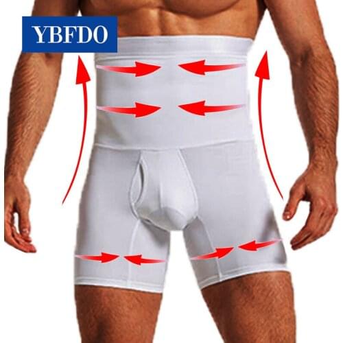 YBFDO Mens Shapers Shapewear Slimming Pants Fitness High Waist Stretch Abdomen Tummy Control Underwear Waist Trainer