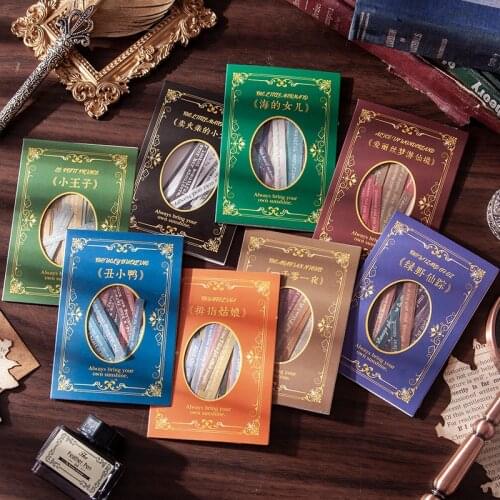 60 PCS Washi Paper Vintage Fairy Tale Motto Words Strip Decorative Stickers for DIY Photo Album Diary Journal Scrapbook