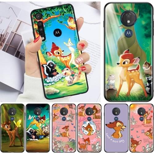 Disney Fawn Bambi for Motorola G9 G8 G E7 E6 One Play Marco Hyper Fusion Stylus Power Edge Plus Black Phone Case