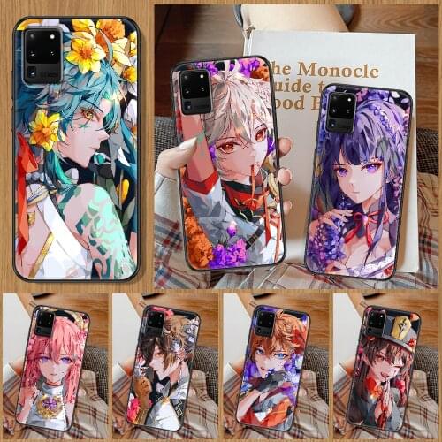 Genshin Impact ZhongLi Kaedehara Kazuha Phone case For Samsung Galaxy Note 4 8 9 10 20 S8 S9 S10 S10E S20 Plus UITRA Ultra black