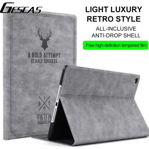 GESCAS Ipad Case For 2019 New Ipad Mini5 Case Ipad2/3/4/5/6 Tablet 10.2 Pro 9.7 Inch Free High-definition Tempered Film