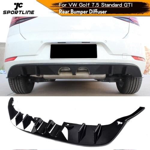 Black PP Car Rear Bumper Diffuser Lip Spoiler For Volkswagen VW Golf 7 7.5 MK7 MK7.5 Standard And GTI 2017 2018 2019 Mid Outlet