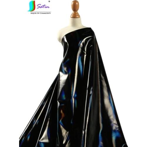 Design Creative Hand Diy Raincoat Down Jackets Material Holographic Black Imitation Leather PU down-filled Coat Fabric A0257L