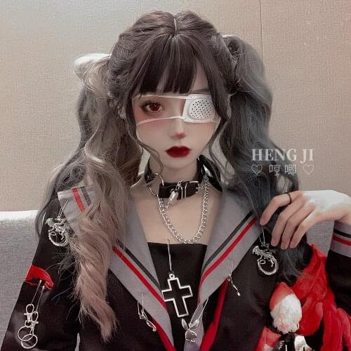 European and American Amazon Lolita Wig Female Long Hair Repair Face Gradient Long Curly Hair Net Red Color Lo Cute Fake Hair