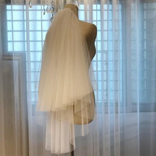 White Ivory Wedding Accessory Cut Edge Wedding Veil Custom Made Length 2 Tier Bridal Veil With Comb