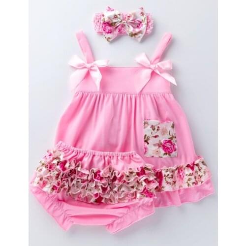 Fashion Girls Clothing Set Newborn Sling Bat Shirt Swing Top Ruffle Bloomers Short Baby Birthday Gift Causal New Summer Clothing