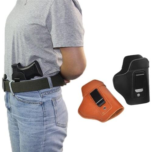 Leather Gun Holster for Glock 17 18 19 22 26 Beretta M92 Sig Sauer P226 Cz 75 shadow Airsoft Pistols Concealed Holster Clip Case