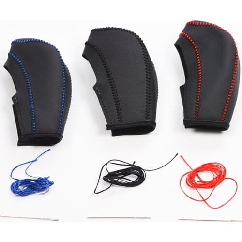 Leather Gear Shift Knob Cover For Chevrolet /Cruze Captiva 2013 2012 2011 Automatic Transmission Hand-stitched DIY Brake Cover