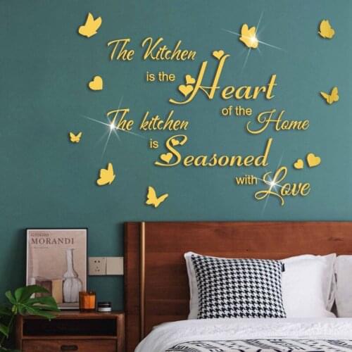 Kitchen Decoration Butterfly 3d Wall Sticker Acrylic Mirror Stickers Self-adhesive Mirror Wall Stickers Living Room Decoration