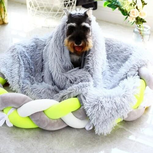 Square Long Plush Soft Dog Blanket Cat Deep Sleeping Mat Pet Kennel Double Plush Winter Warm Pet Supplies Blanket Dog Bed