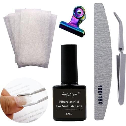 HOT 14PCS Non-woven Silks Natural & Flexible 1PC Fiber Builder For Nail Extension Silk Fiberglass Gel Tips Extension Fiber Kits