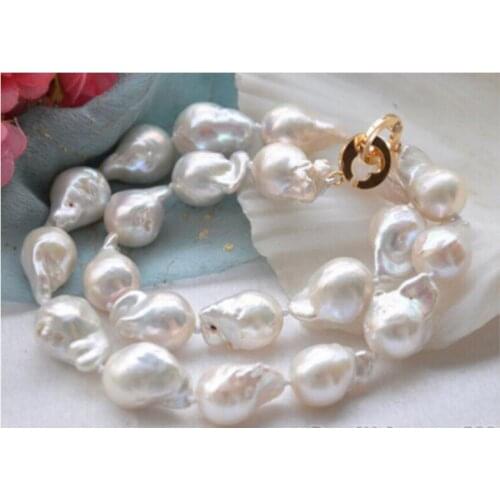 Hot-selling +++817 17" WHITE DRIP BAROQUE KESHI REBORN PEARL NECKLACE