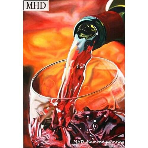MHD 5d diy diamond painting suite red wine picture 3D square drill diamond mosaic for home decoration artwork gift